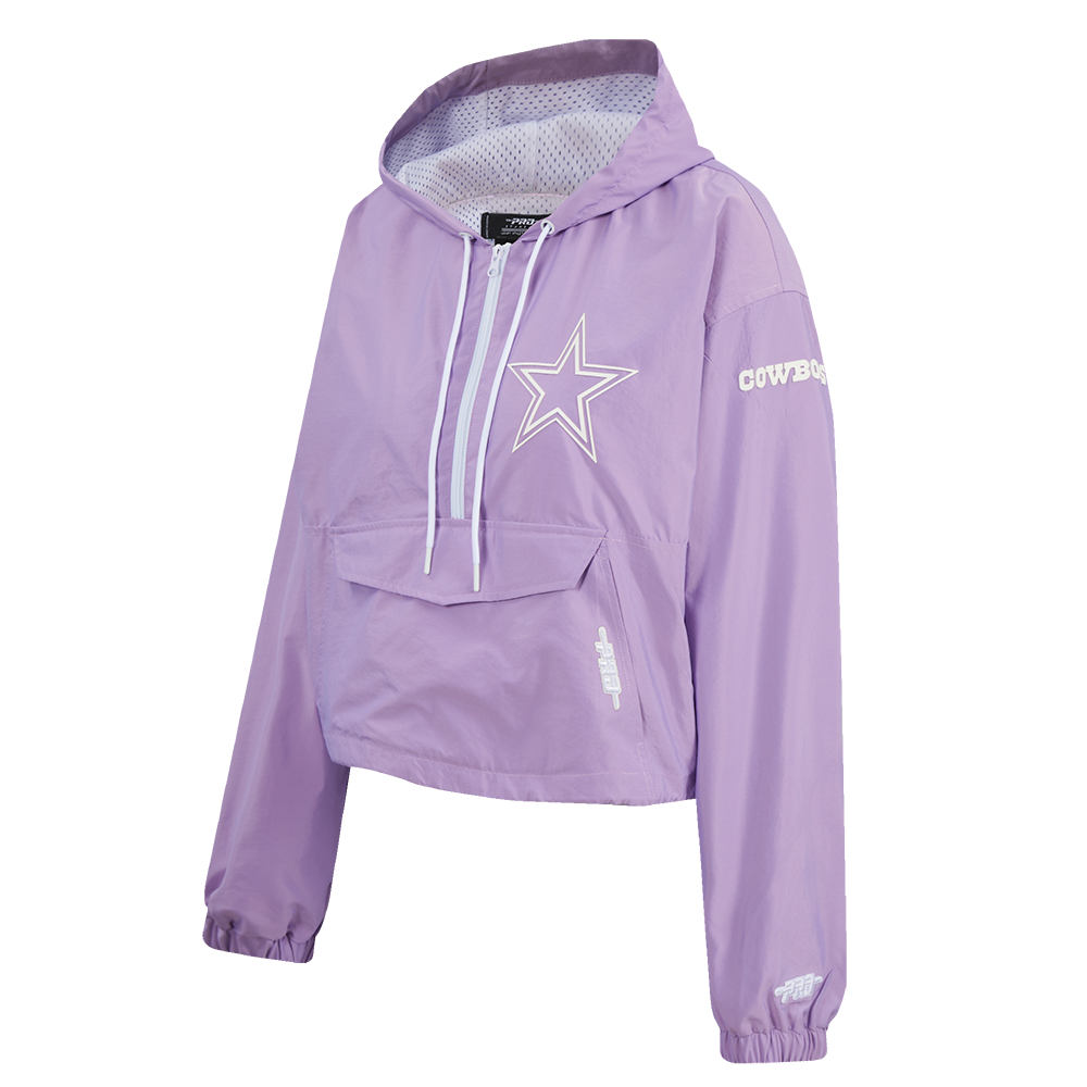 NFL DALLAS COWBOYS HOLOGRAM WOMEN'S 1/2 ZIP WIND JACKET (IRIDESCENT)