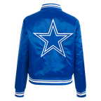 NFL DALLAS COWBOYS RETRO CLASSIC BLOUSON EN SATIN À BORDS CÔTELÉS POUR FEMME (BLEU DODGER)