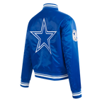 NFL DALLAS COWBOYS RETRO CLASSIC BLOUSON EN SATIN À BORDS CÔTELÉS POUR FEMME (BLEU DODGER)
