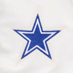 NFL DALLAS COWBOYS RETRO CLASSIC BLOUSON EN SATIN À BORDS CÔTELÉS POUR FEMME (COQUILLE D'ŒUF/BLEU DODGER)