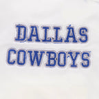 NFL DALLAS COWBOYS RETRO CLASSIC BLOUSON EN SATIN À BORDS CÔTELÉS POUR FEMME (COQUILLE D'ŒUF/BLEU DODGER)