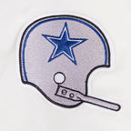 NFL DALLAS COWBOYS RETRO CLASSIC BLOUSON EN SATIN À BORDS CÔTELÉS POUR FEMME (COQUILLE D'ŒUF/BLEU DODGER)