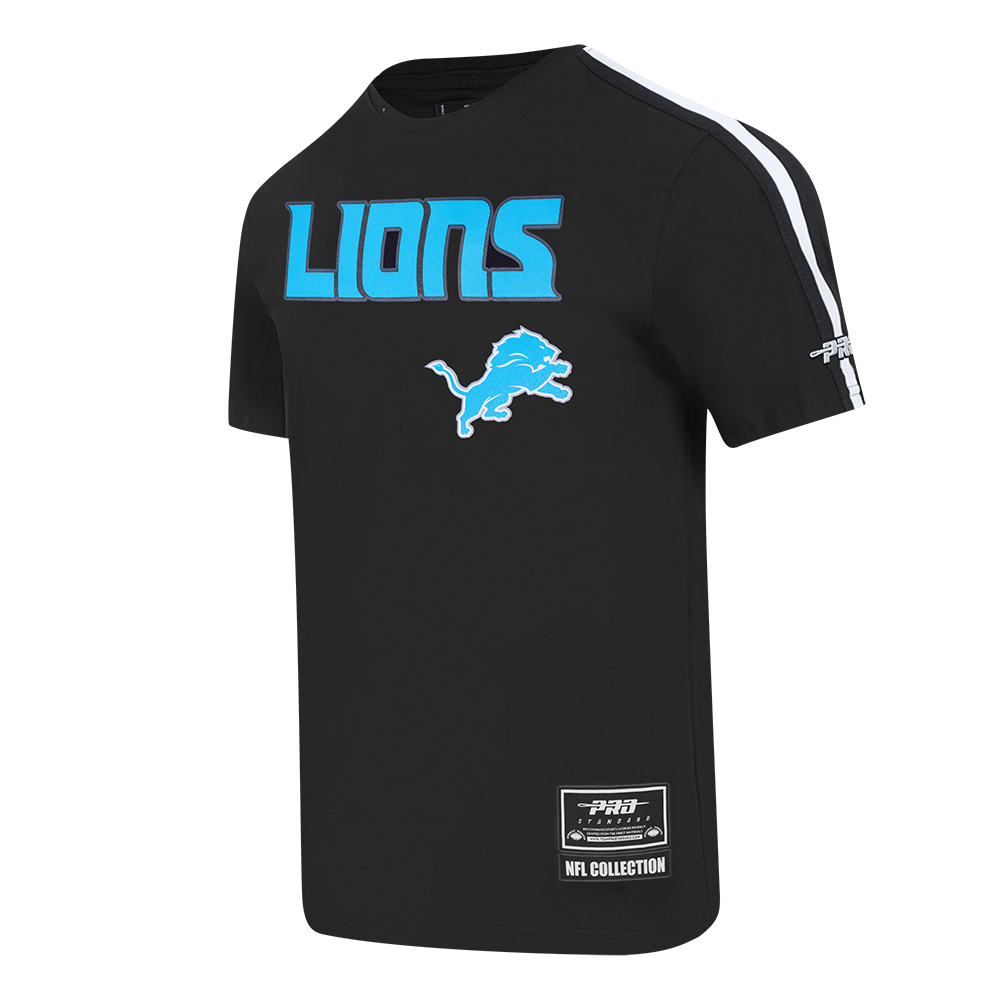 NFL DETROIT LIONS CLASSIC T-SHIRT RAYÉ EN FILET POUR HOMME (NOIR)