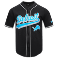 NFL DETROIT LIONS SCRIPT TAIL MEN'S MESH BUTTON DOWN SHIRT (BLACK)