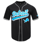 NFL DETROIT LIONS SCRIPT TAIL MEN'S MESH BUTTON DOWN SHIRT (BLACK)