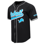NFL DETROIT LIONS SCRIPT TAIL MEN'S MESH BUTTON DOWN SHIRT (BLACK)