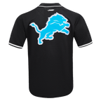 NFL DETROIT LIONS SCRIPT TAIL MEN'S MESH BUTTON DOWN SHIRT (BLACK)