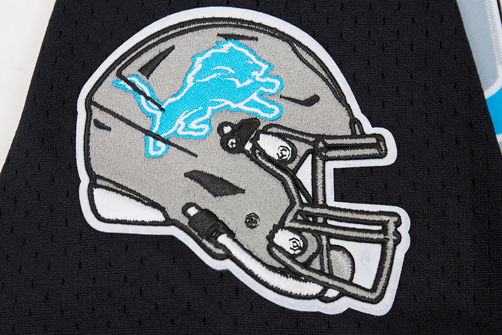 NFL DETROIT LIONS SCRIPT TAIL MEN'S MESH BUTTON DOWN SHIRT (BLACK)