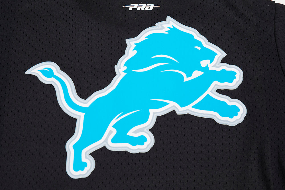 NFL DETROIT LIONS SCRIPT TAIL MEN'S MESH BUTTON DOWN SHIRT (BLACK)