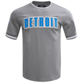 NFL DETROIT LIONS CLASSIC CHENILLE T-SHIRT EN MAILLE DOUBLE POUR HOMME (GRIS)
