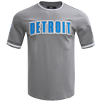 NFL DETROIT LIONS CLASSIC CHENILLE T-SHIRT EN MAILLE DOUBLE POUR HOMME (GRIS)