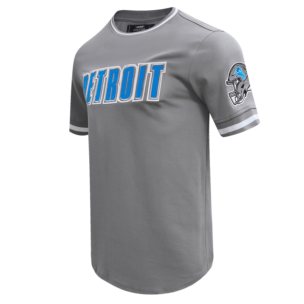 NFL DETROIT LIONS CLASSIC CHENILLE T-SHIRT EN MAILLE DOUBLE POUR HOMME (GRIS)