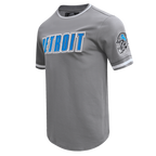 NFL DETROIT LIONS CLASSIC CHENILLE T-SHIRT EN MAILLE DOUBLE POUR HOMME (GRIS)