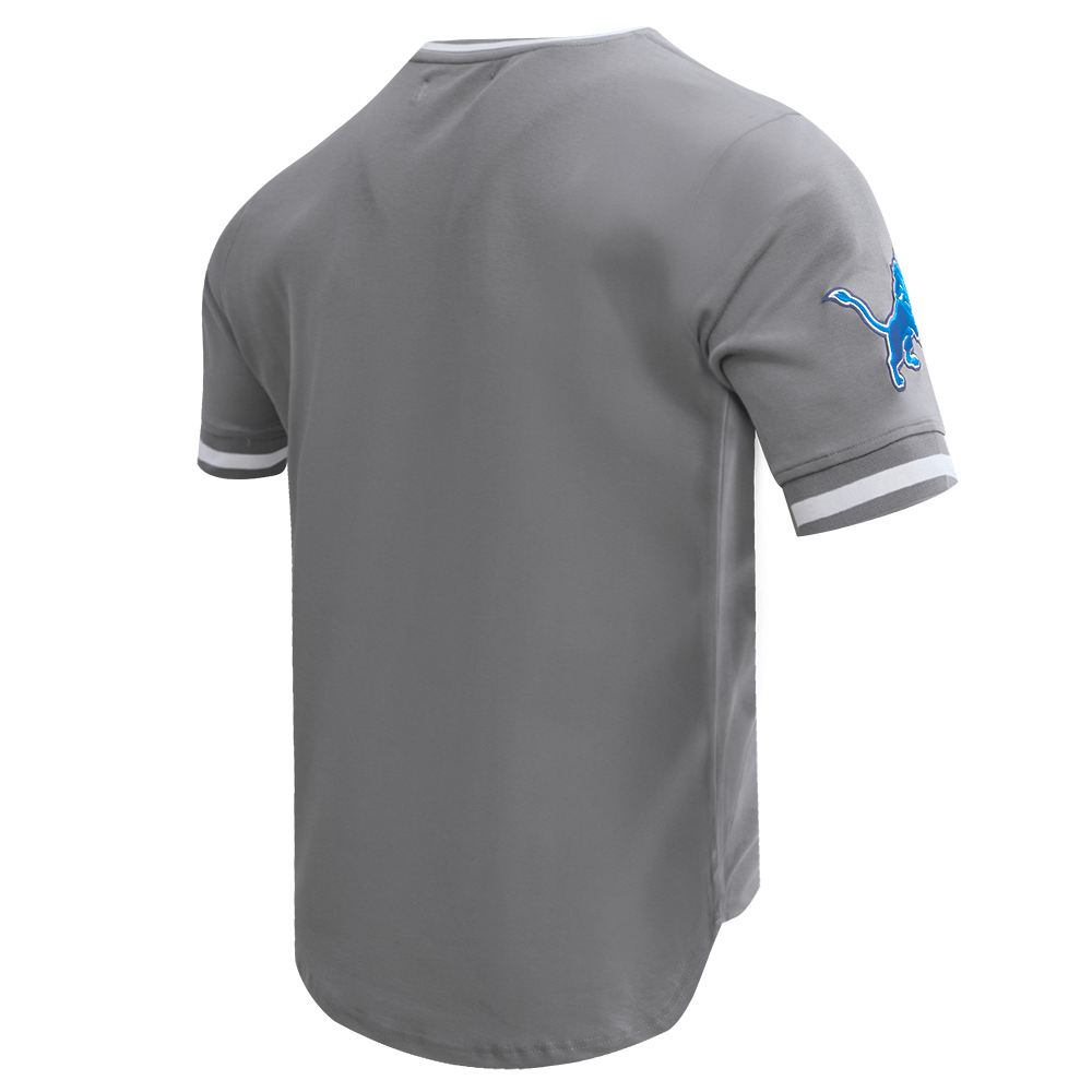 NFL DETROIT LIONS CLASSIC CHENILLE T-SHIRT EN MAILLE DOUBLE POUR HOMME (GRIS)