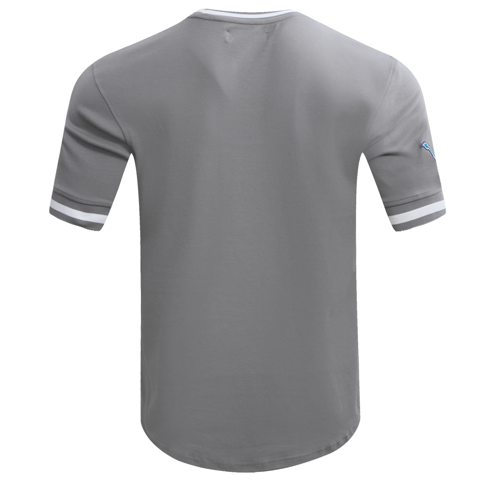 NFL DETROIT LIONS CLASSIC CHENILLE T-SHIRT EN MAILLE DOUBLE POUR HOMME (GRIS)