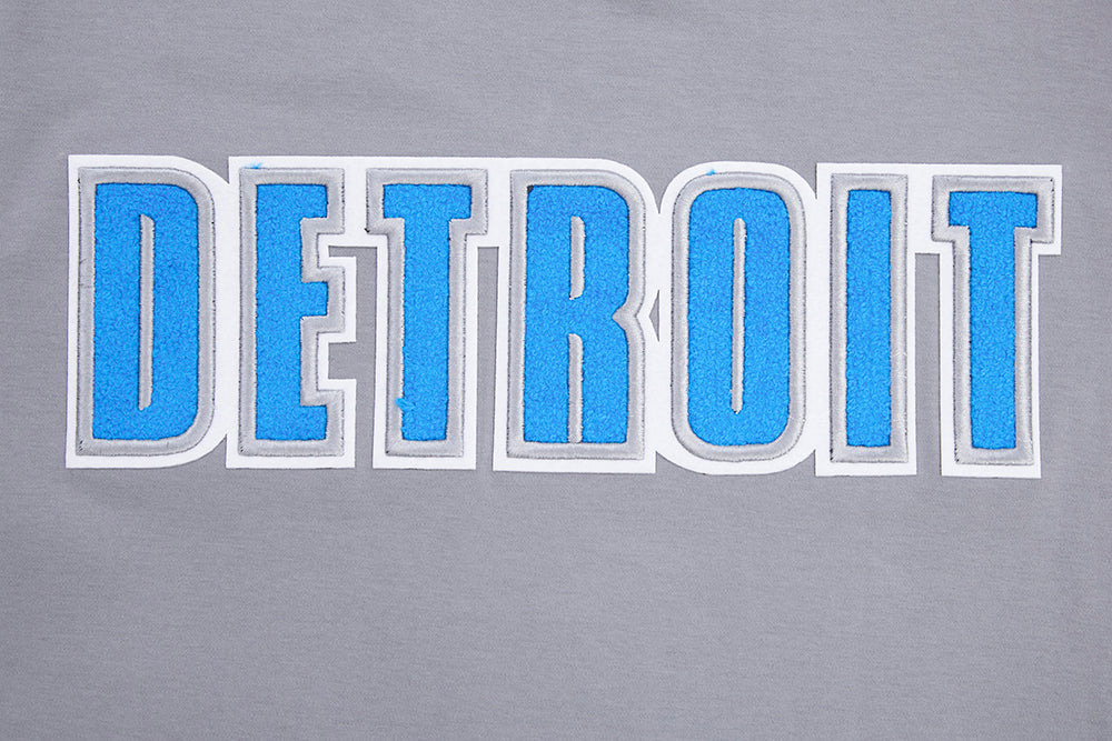 NFL DETROIT LIONS CLASSIC CHENILLE T-SHIRT EN MAILLE DOUBLE POUR HOMME (GRIS)