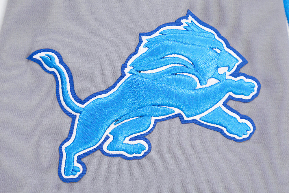 NFL DETROIT LIONS CLASSIC CHENILLE T-SHIRT EN MAILLE DOUBLE POUR HOMME (GRIS)