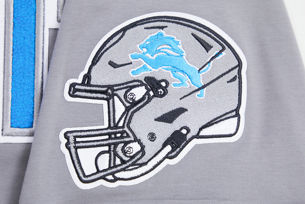 NFL DETROIT LIONS CLASSIC CHENILLE T-SHIRT EN MAILLE DOUBLE POUR HOMME (GRIS)