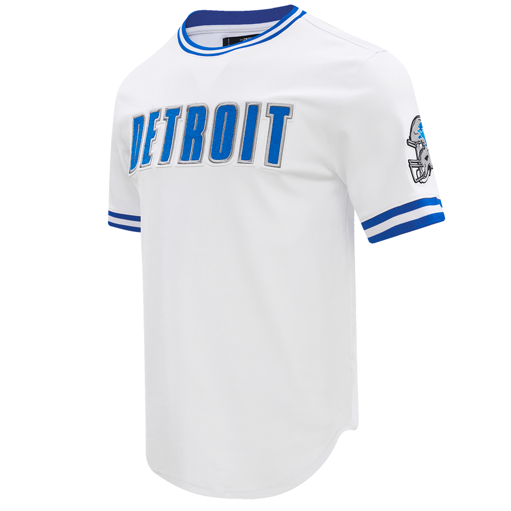 NFL DETROIT LIONS CLASSIC CHENILLE T-SHIRT EN MAILLE DOUBLE POUR HOMME (BLANC)
