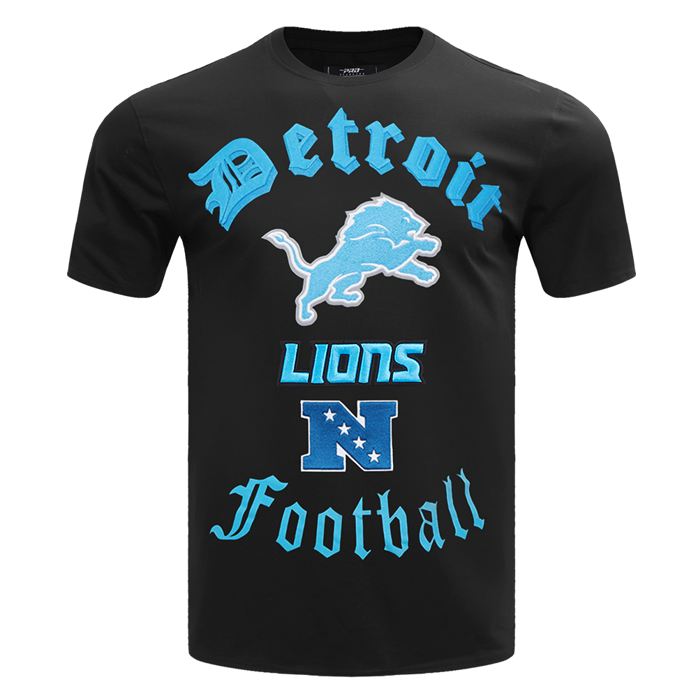 NFL DETROIT LIONS OLD ENGLISH MEN'S TEE (BLACK)