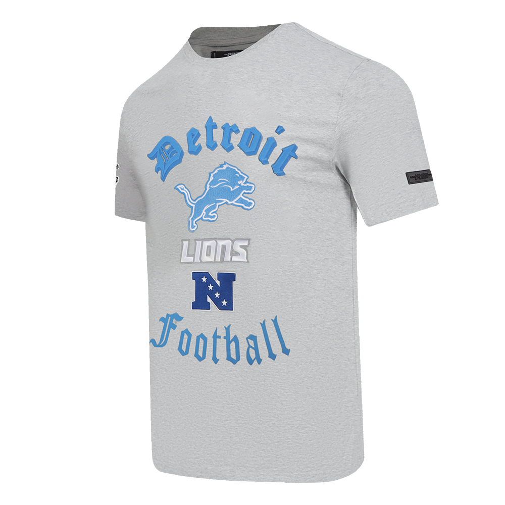 NFL DETROIT LIONS OLD ENGLISH MEN'S TEE (HEATHER GREY)