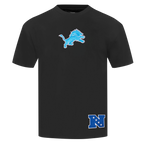 NFL DETROIT LIONS WINGSPAN T-SHIRT EN JERSEY DE COTON À ÉPAULES TOMBANTES POUR HOMME (NOIR)