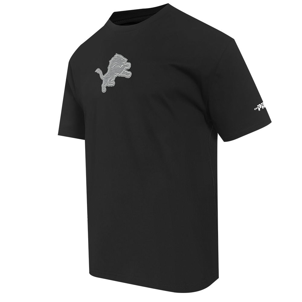 NFL DETROIT LIONS REVERSE FRENCH TERRY MEN'S COTTON JERSEY DROP SHOULDER TEE (BLACK)