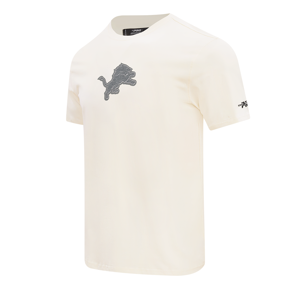 NFL DETROIT LIONS REVERSE FRENCH TERRY MEN'S COTTON JERSEY DROP SHOULDER TEE (EGGSHELL)