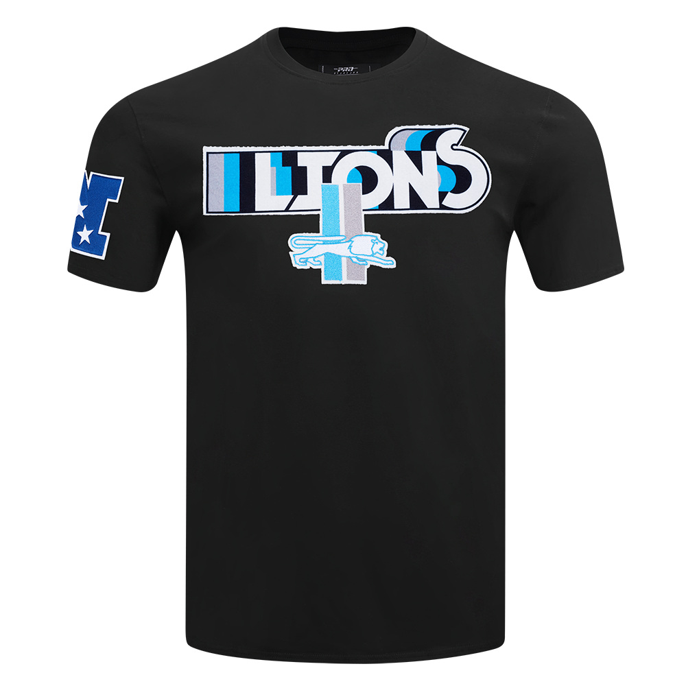 NFL DETROIT LIONS RETRO ELEVATION MEN'S SINGLE JERSEY TEE (BLACK)