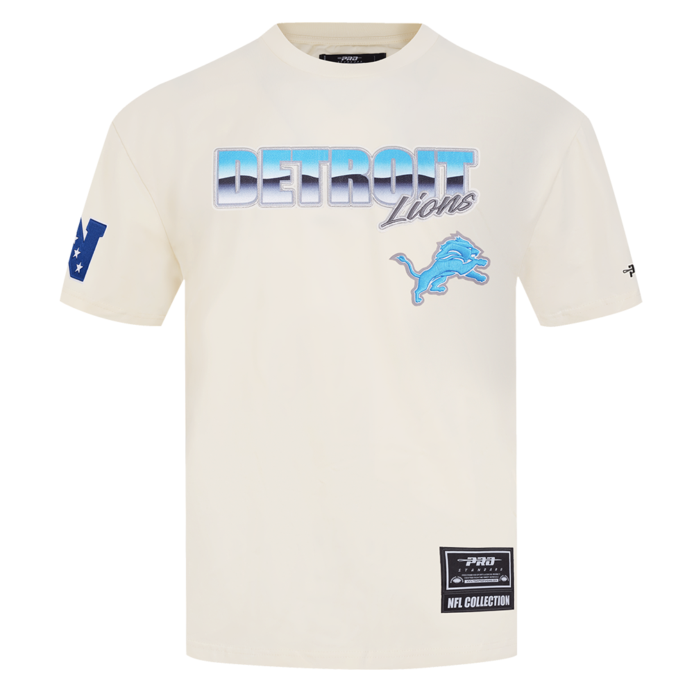 NFL DETROIT LIONS T-SHIRT CHROME EN JERSEY DE COTON À ÉPAULES TOMBANTES POUR HOMME (COQUILLE D'ŒUF)