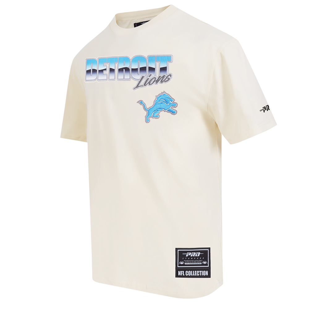 NFL DETROIT LIONS CHROME MEN'S COTTON JERSEY DROP SHOULDER TEE (EGGSHELL)