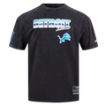 NFL DETROIT LIONS T-SHIRT CHROME EN JERSEY DE COTON À ÉPAULES TOMBANTES POUR HOMME (NOIR DÉLAVÉ)
