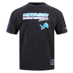 NFL DETROIT LIONS T-SHIRT CHROME EN JERSEY DE COTON À ÉPAULES TOMBANTES POUR HOMME (NOIR DÉLAVÉ)