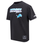 NFL DETROIT LIONS T-SHIRT CHROME EN JERSEY DE COTON À ÉPAULES TOMBANTES POUR HOMME (NOIR DÉLAVÉ)