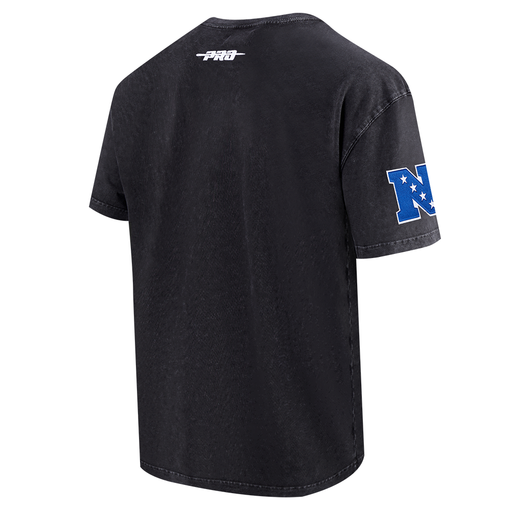 NFL DETROIT LIONS T-SHIRT CHROME EN JERSEY DE COTON À ÉPAULES TOMBANTES POUR HOMME (NOIR DÉLAVÉ)
