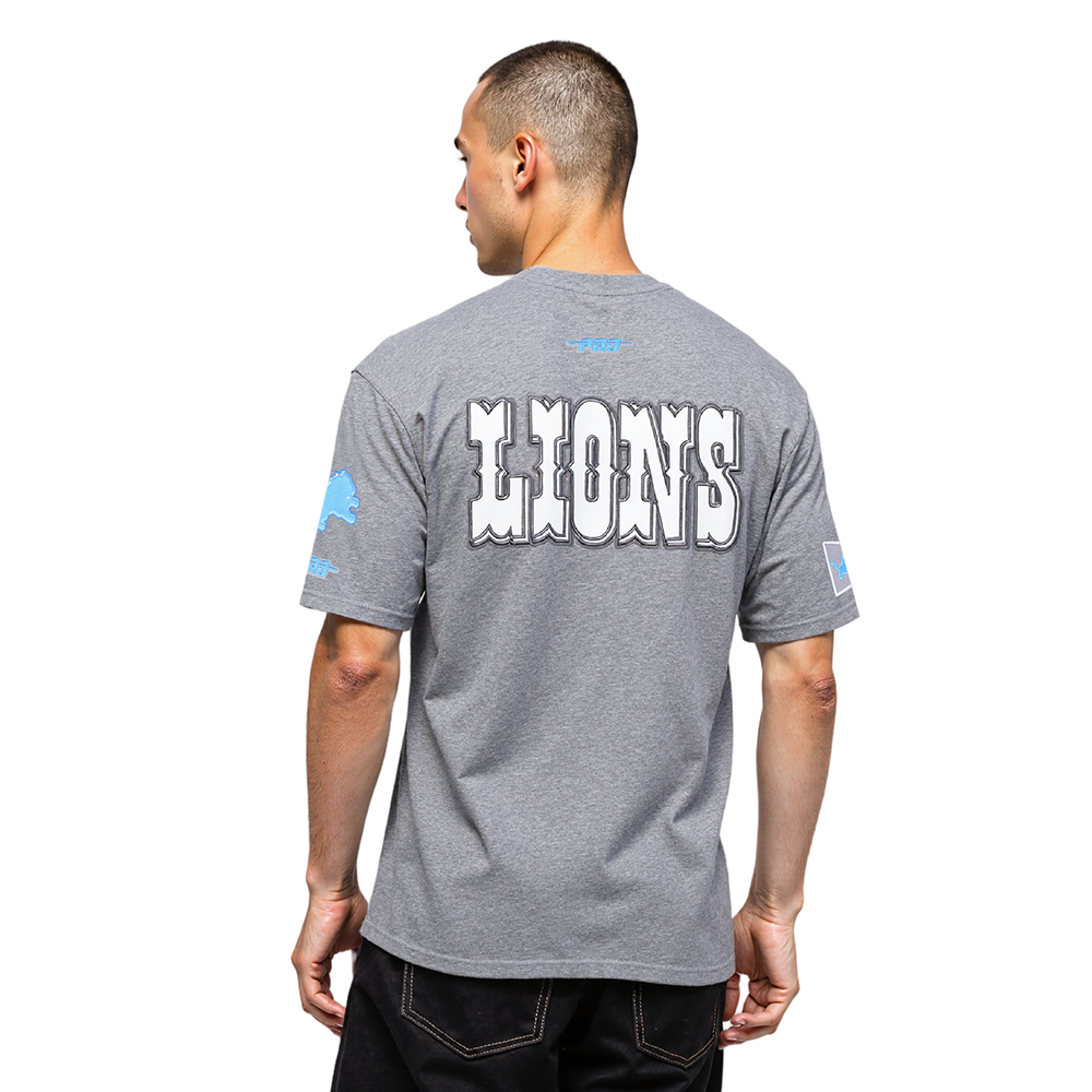 NFL DETROIT LIONS BEST OF T-SHIRT EN JERSEY DE COTON À ÉPAULES TOMBANTES POUR HOMME (GRIS CHINÉ FONCÉ)
