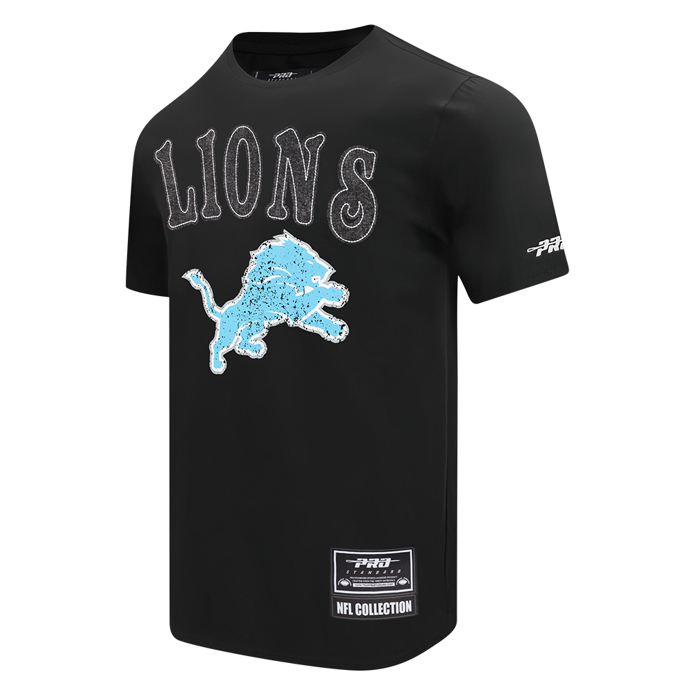 NFL DETROIT LIONS REBEL ATHLETICS T-SHIRT EN JERSEY SIMPLE À LOGO EMPILÉ POUR HOMME (NOIR)