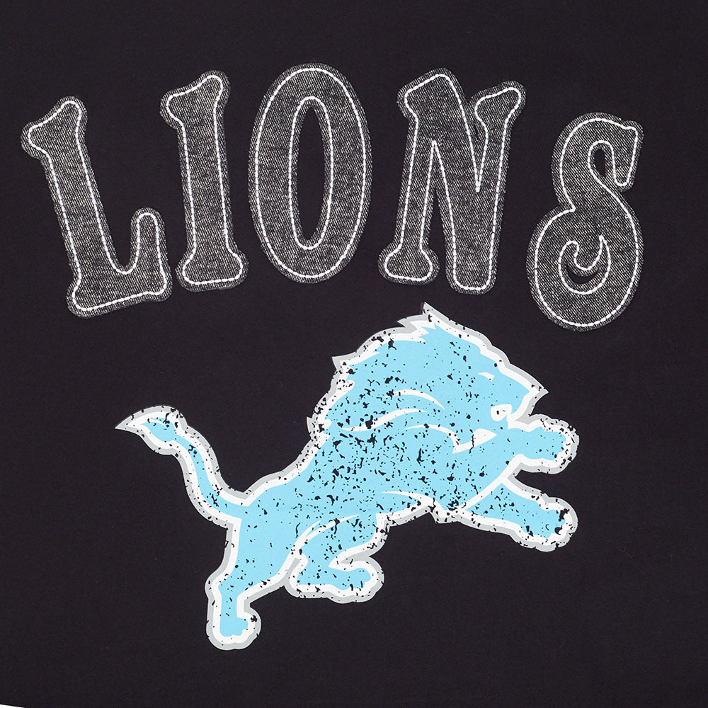 NFL DETROIT LIONS REBEL ATHLETICS T-SHIRT EN JERSEY SIMPLE À LOGO EMPILÉ POUR HOMME (NOIR)