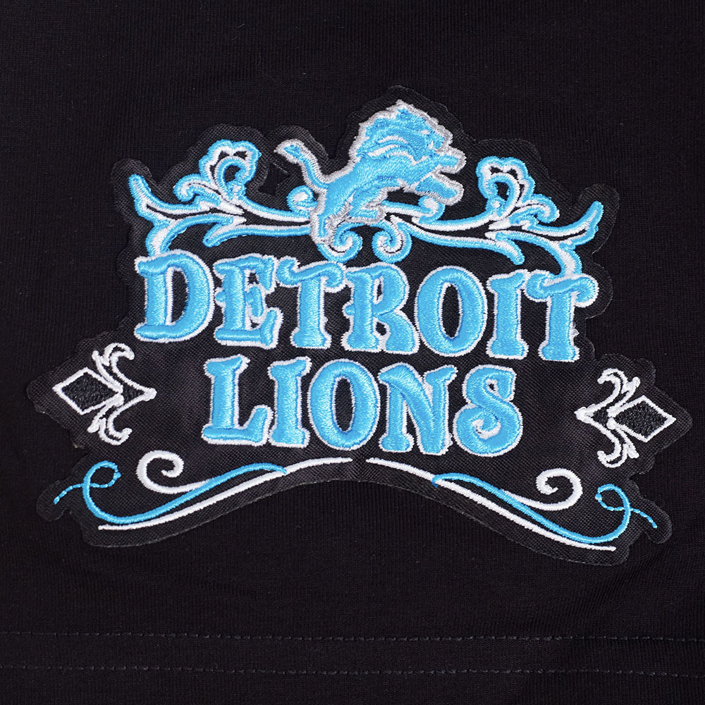NFL DETROIT LIONS REBEL ATHLETICS T-SHIRT EN JERSEY SIMPLE À LOGO EMPILÉ POUR HOMME (NOIR)