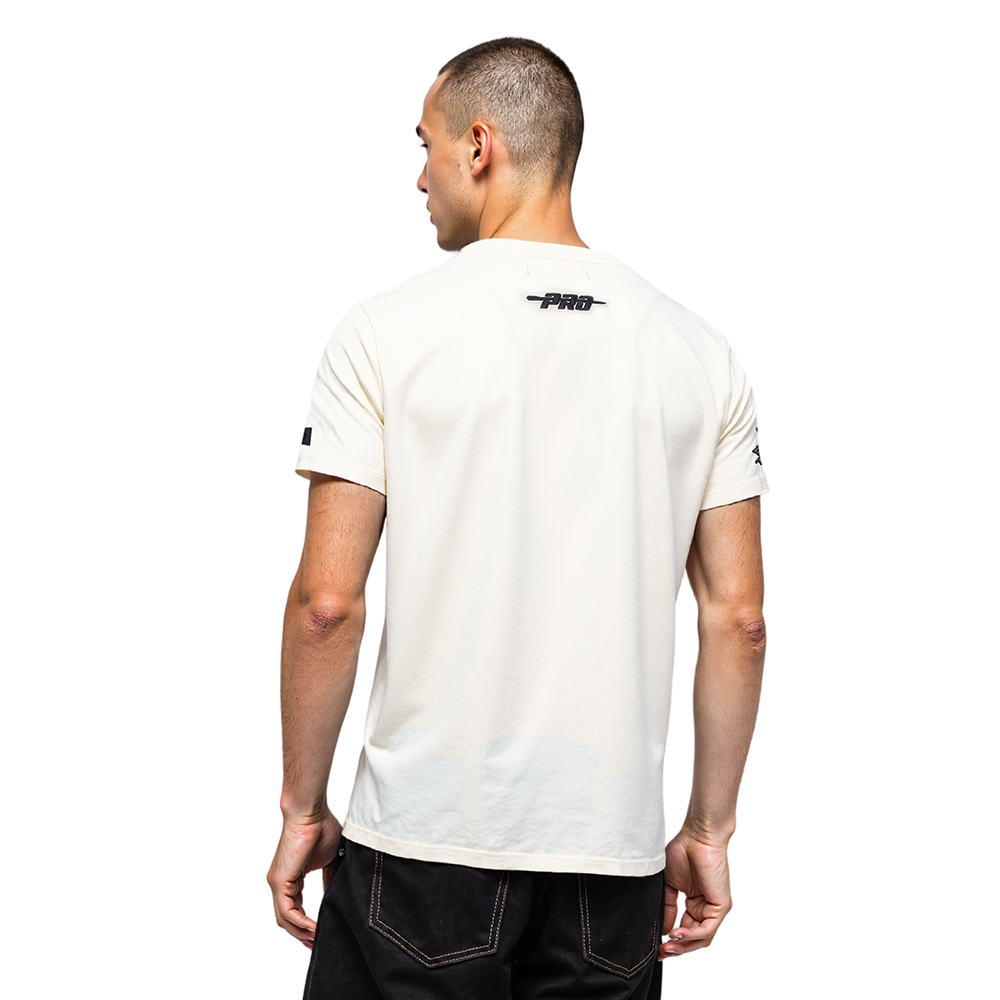 NFL DETROIT LIONS REBEL ATHLETICS STACKED LOGO MEN'S SJ TEE (EGGSHELL)