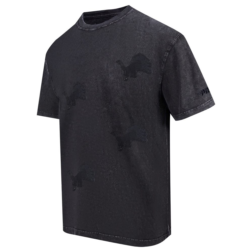 NFL DETROIT LIONS WASHED VANGUARD T-SHIRT À MANCHES COURTES POUR HOMME (NOIR DÉLAVÉ)
