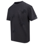 NFL DETROIT LIONS WASHED VANGUARD T-SHIRT À MANCHES COURTES POUR HOMME (NOIR DÉLAVÉ)