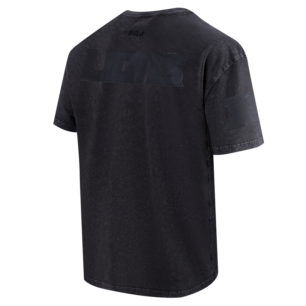 NFL DETROIT LIONS WASHED VANGUARD T-SHIRT À MANCHES COURTES POUR HOMME (NOIR DÉLAVÉ)