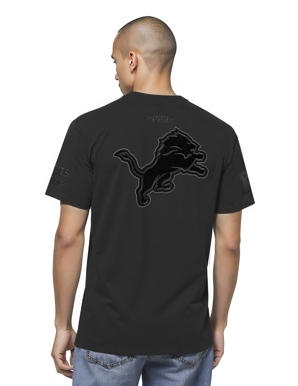 NFL DETROIT LIONS BLACKOUT MEN'S CJ DROP SHOULDER TEE (BLACK)