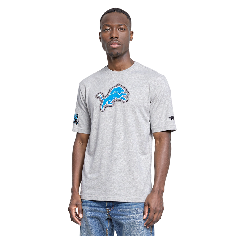 NFL DETROIT LIONS REBEL ATHLETICS T-SHIRT EN JERSEY SIMPLE POUR HOMME (GRIS CHINÉ)