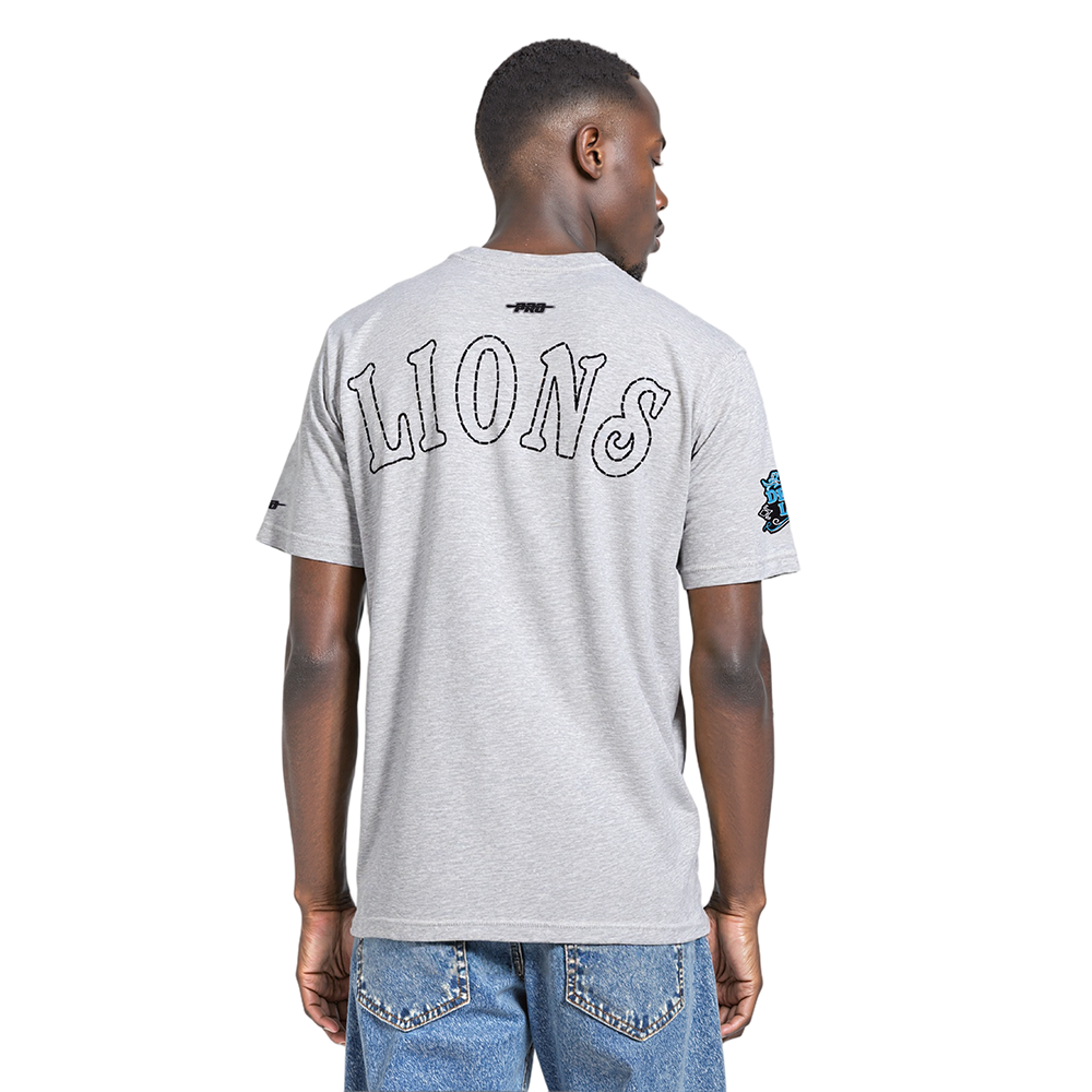 NFL DETROIT LIONS REBEL ATHLETICS T-SHIRT EN JERSEY SIMPLE POUR HOMME (GRIS CHINÉ)
