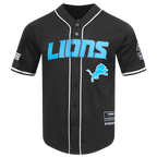 NFL DETROIT LIONS MEN'S MESH BUTTON DOWN SHIRT (BLACK)