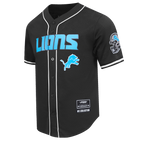 NFL DETROIT LIONS MEN'S MESH BUTTON DOWN SHIRT (BLACK)