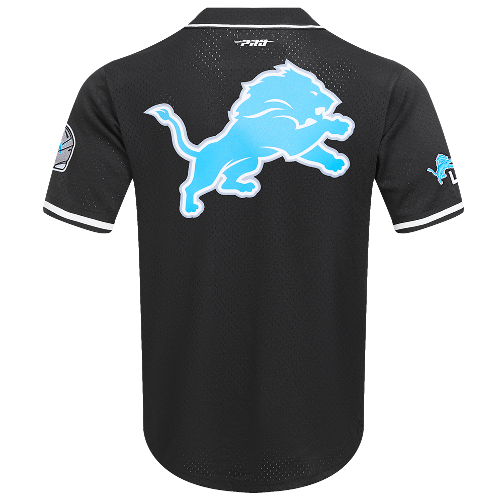NFL DETROIT LIONS MEN'S MESH BUTTON DOWN SHIRT (BLACK)