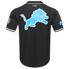 NFL DETROIT LIONS MEN'S MESH BUTTON DOWN SHIRT (BLACK)